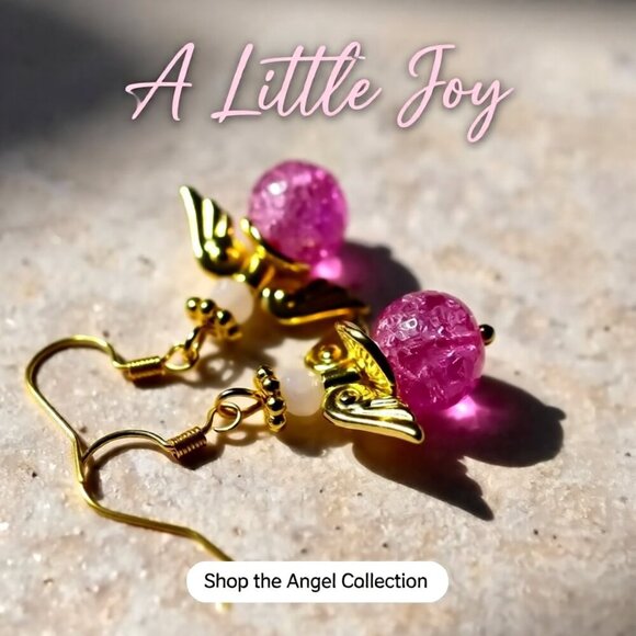 For Adults or Kids! Pink & Gold Angel Earrings! - Picture 3 of 8
